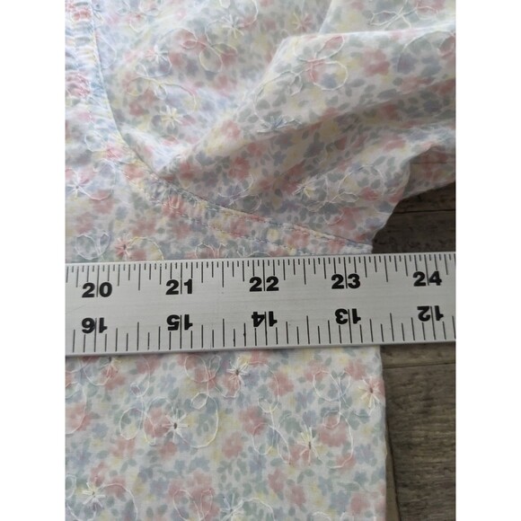 100% Cotton Pastel Summer Pearl Snap Embroidered Floral Shirt Sz 18 3/4 Sleeve - Picture 12 of 14